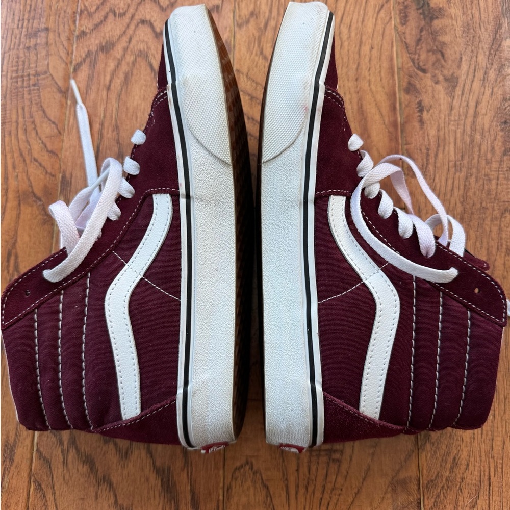 Vans Sk8-Hi Skate shoe high top burgundy & white men’s 6.5 women’s 8 sneakers - Picture 6 of 11